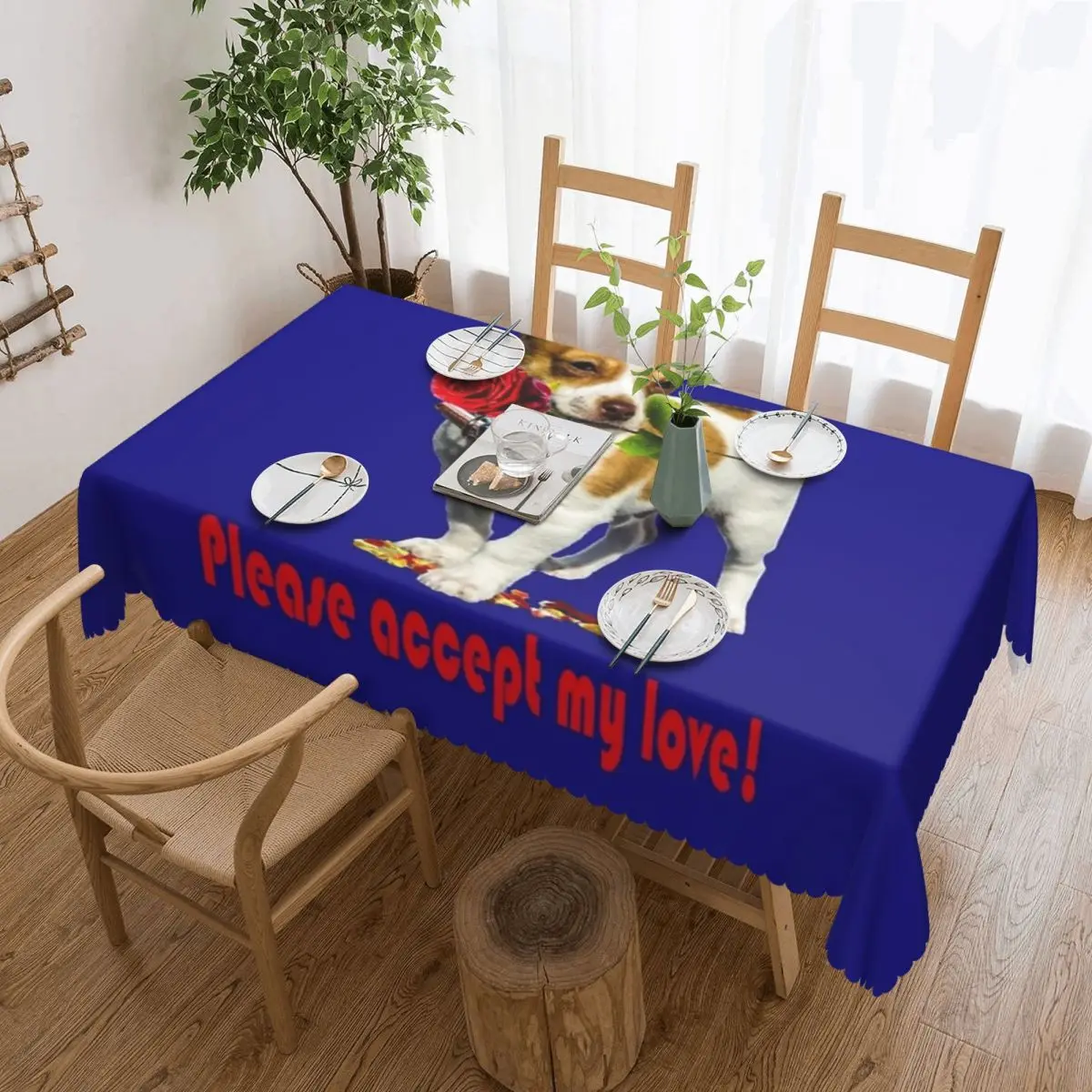 

Please Accept My Love Tablecloth 54x72in Waterproof Decorative Border Indoor/Outdoor