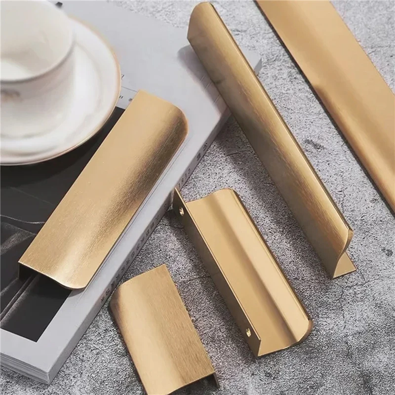 Non-punch Furniture Handle Brushed Gold Silver Matte Black Lacquer White Cabinet Handles Hidden for Cabinets and Drawers