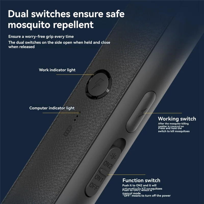 A85I-Electric Fly Swatter Two-In-One Fly Swatter Foldable Electric Mosquito Swatter Electric Mosquito Swatter