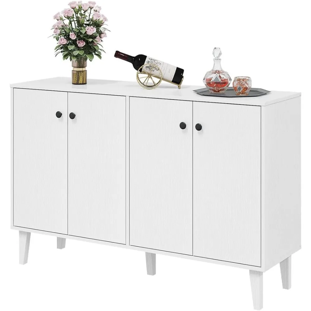 Panana Sideboard Buffet Cabinet Kitchen Storage Cabinet Living Room 4 Doors Console Table (White)