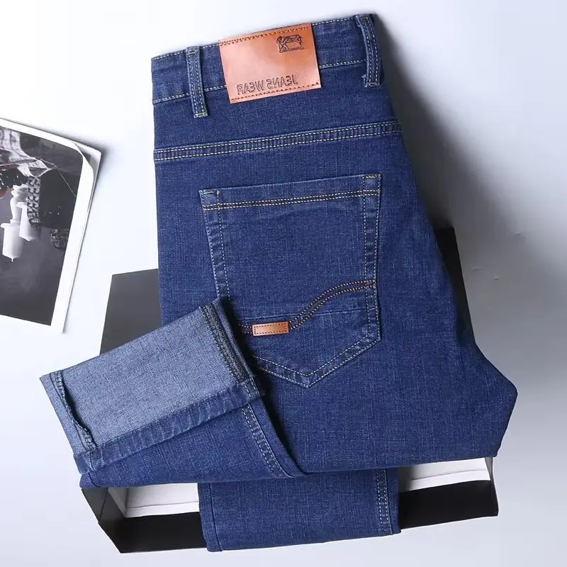 Männer Weiche Gerade Denim Hosen 2025, Herbst Klassische Business Schwarz Biker Jeans Overalls Masculino Pantalone Hombre Männer Homme