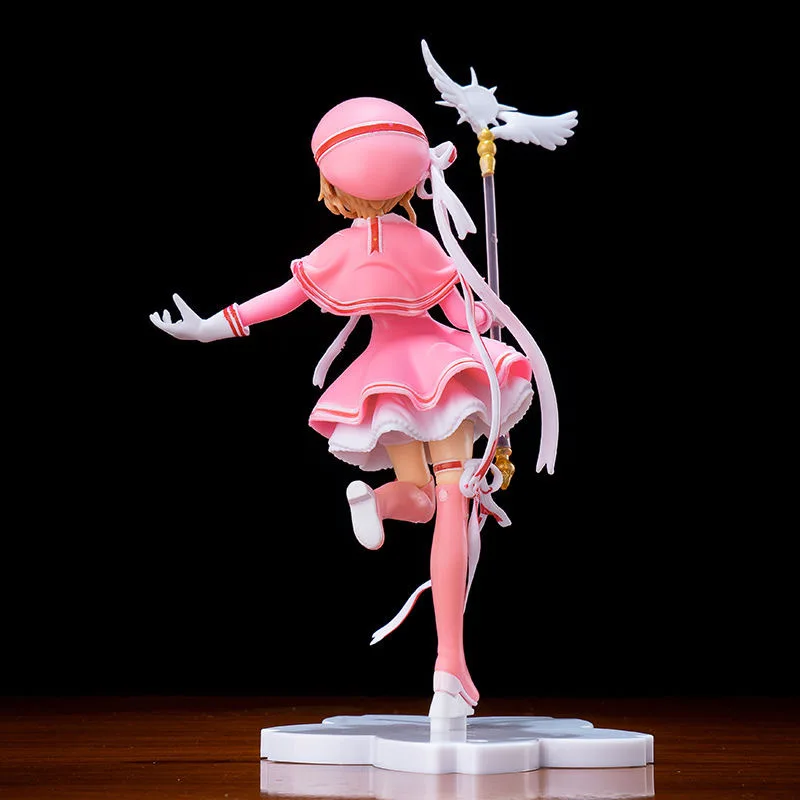 17CM 2023 New Anime Card Captor Kinomoto Pink Sakura Kawaii Action Figure PVC Models Toys Doll Collect Ornament Gifts