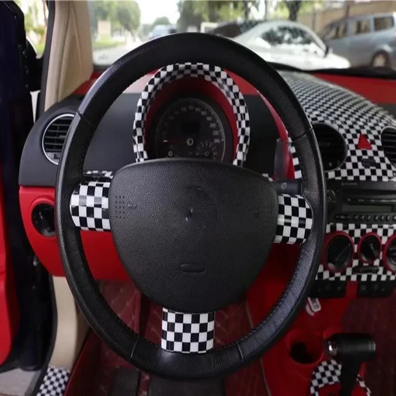 For VW Volkswagen Beetle 2001-2012 ABS Carbonfiber Steering Wheel Decorative Cover Direction Button Protective Accessories