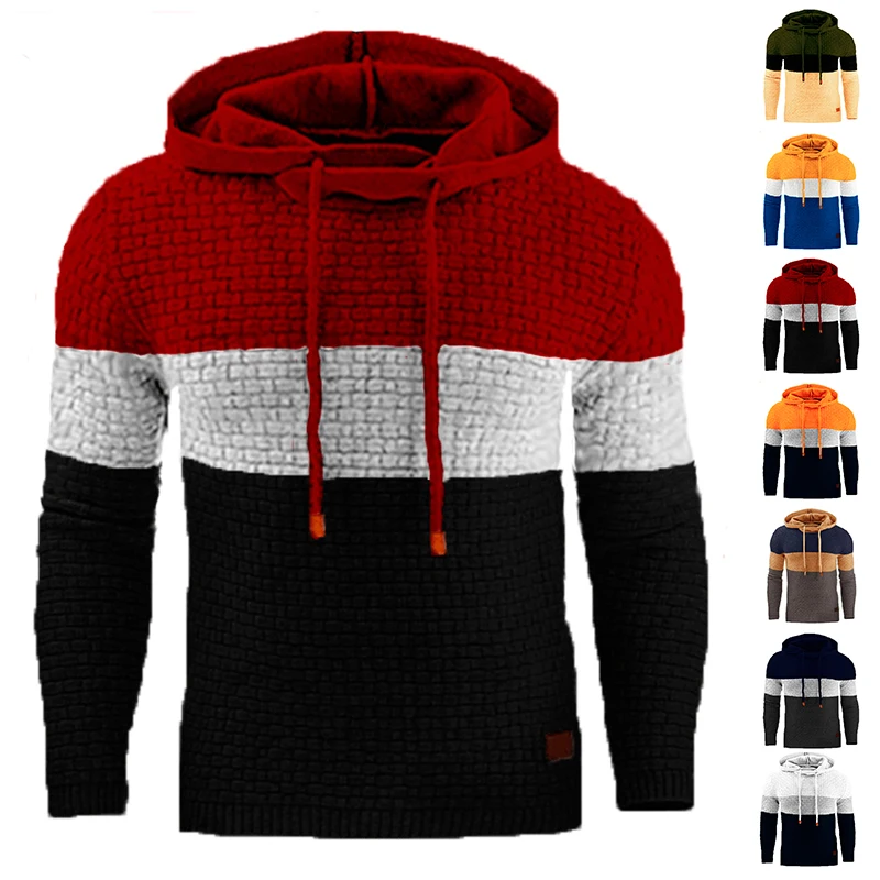 

Autumn And Winter Men's Slim Hooded Sweatshirts Men's Jacquard Sweater Long Sleeved Hoodie Warm Hooded Sweatshirt Coat 4XL