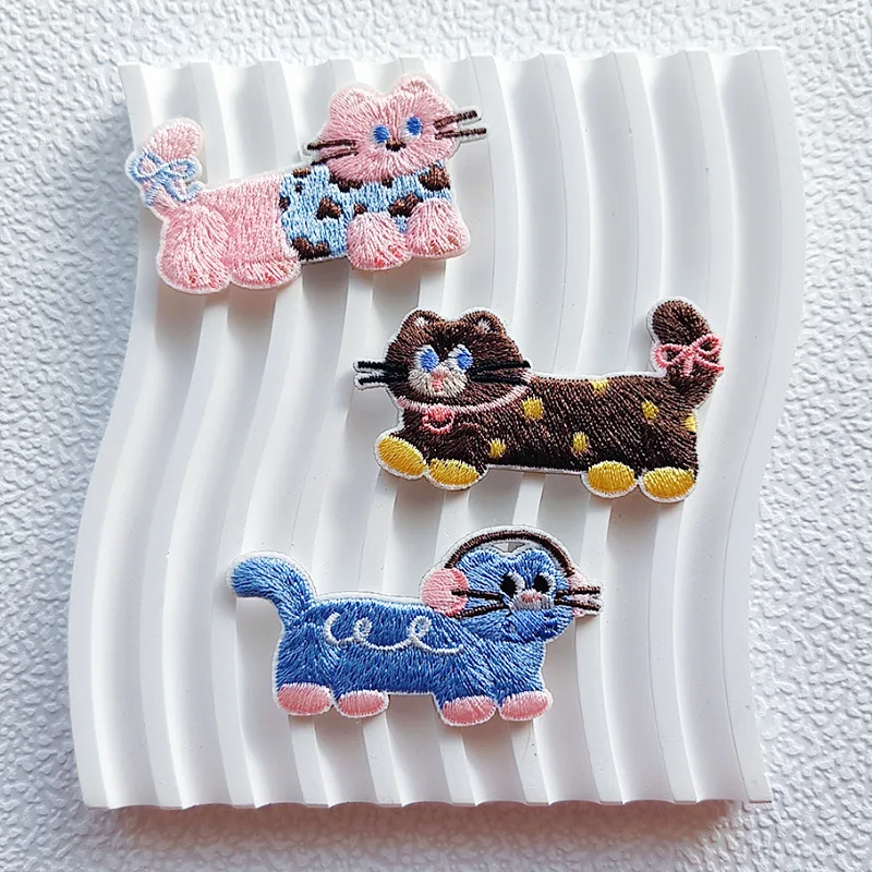 Cute Cartoon Cat Sausage Dog Self-adhesive Patches For Clothing Kids Scratch Patch DIY Applique Decorative Phone Case Stationery