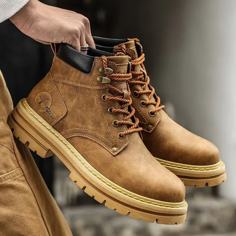 2025 Autumn and Winter New High Top Boots, Fashionable Thick Soled Comfortable Casual Shoes, Anti Slip Workwear Boots