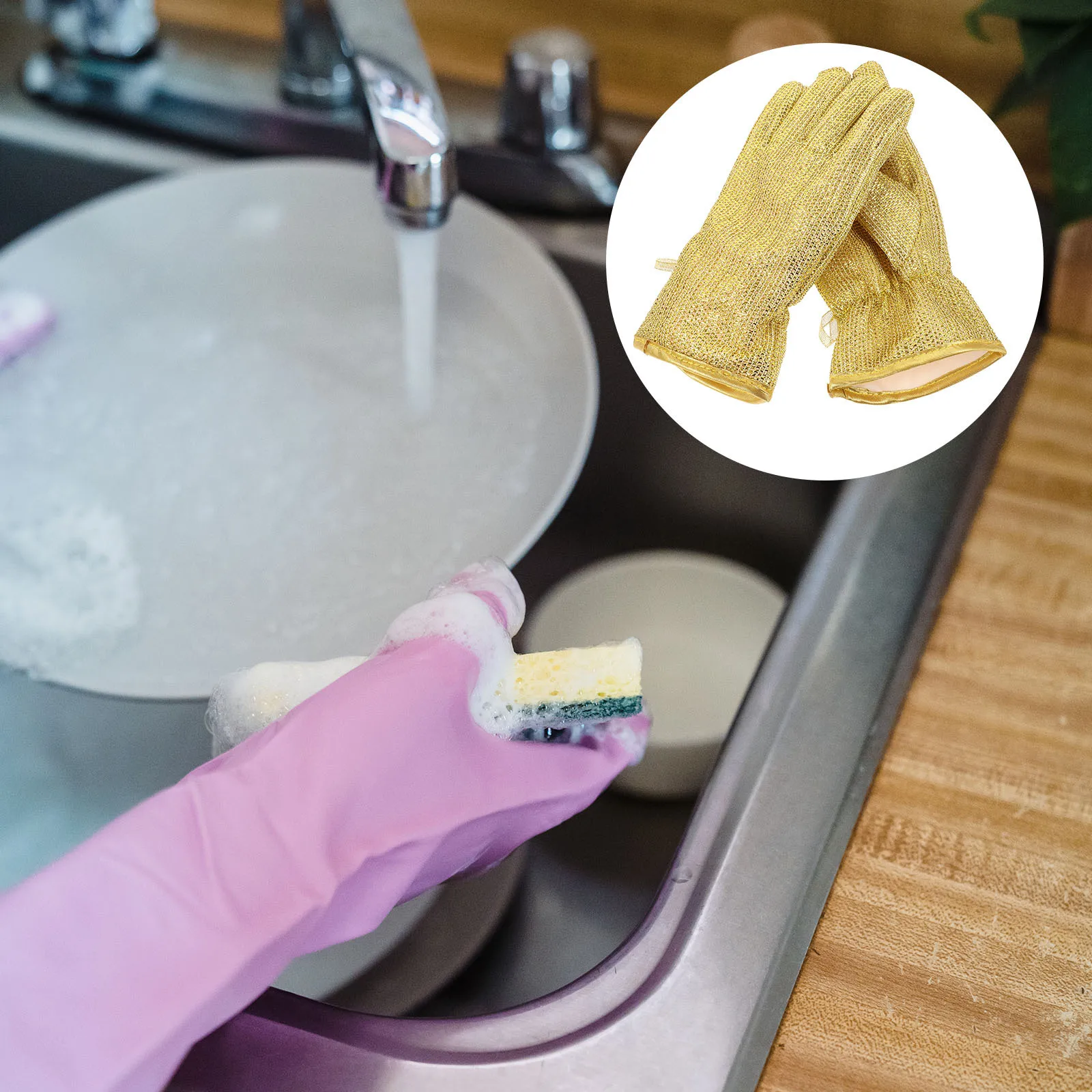 

1Pair Reusable Dishwashing Gloves Durable Kitchen Cleaning Must-Have Tool for Household Tasks Gloves for Dishwashing