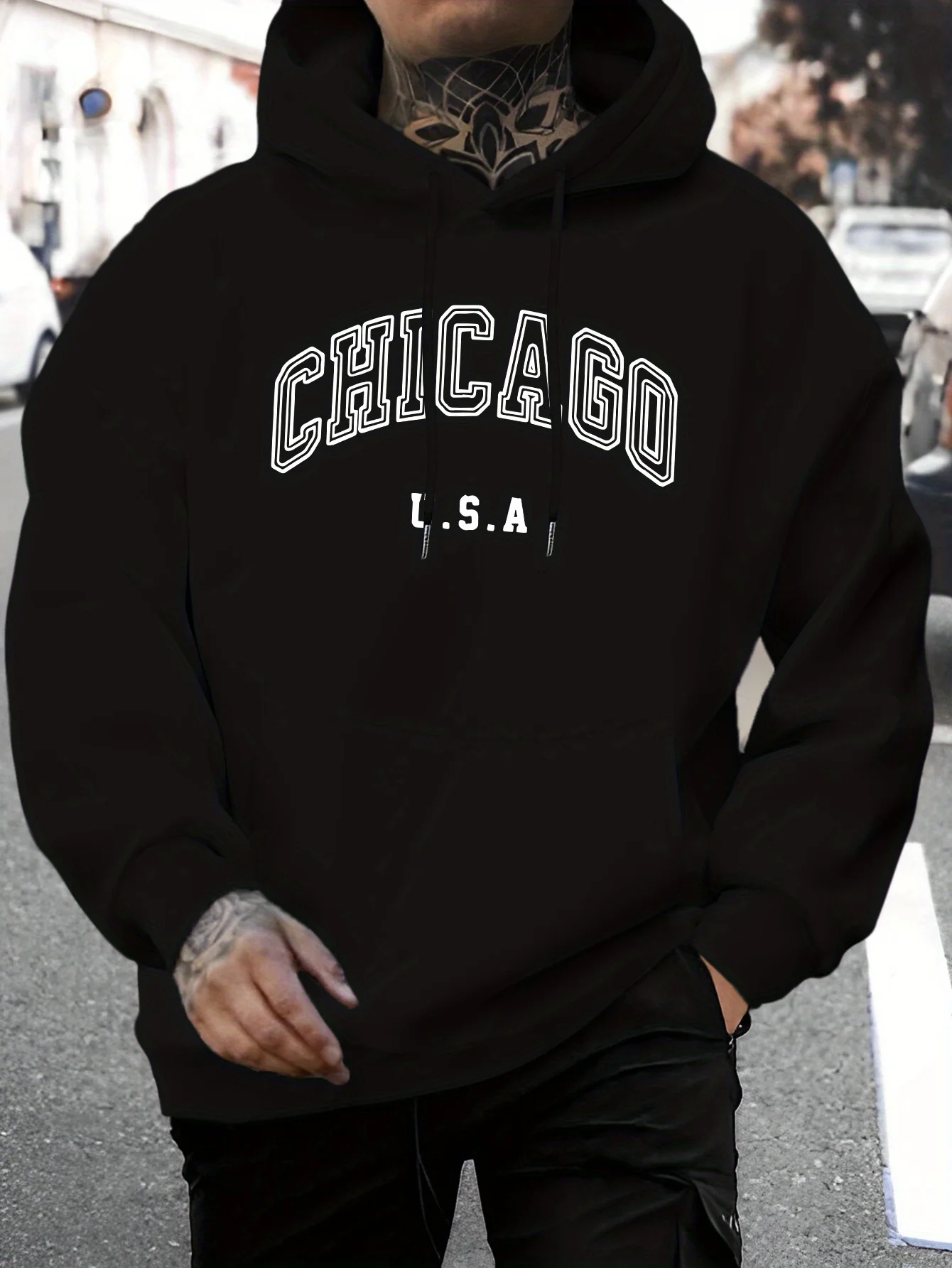 

Мужская толстовка Top Pick Chicago U.S.A. — серая, 100% полиэстер, карман-кенгуру, шнурок, осень-зима