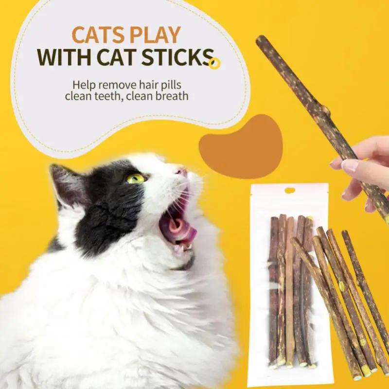 50pcs/lot Natural Matatabi Pet Cat Snacks Sticks Cleaning Tooth Catnip Cat Toys Actinidia Silvervine Pet Toy For Cats