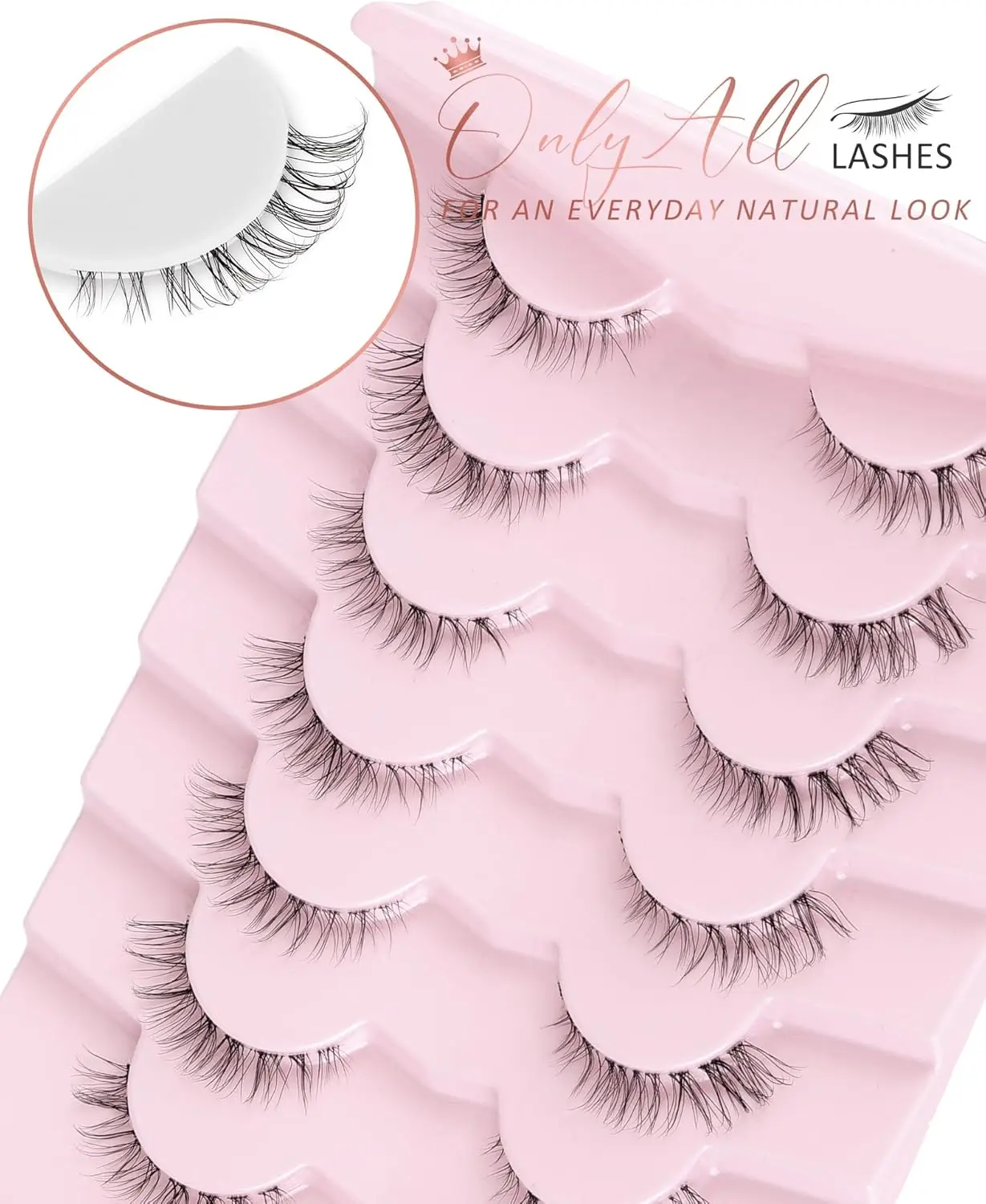Sztuczne rzęsy Onlyall, krótkie, naturalne, 3/4, małe rzęsy, sztuczne rzęsy, delikatne, przezroczysta taśma, rzęsy do oczu, 12mm H21