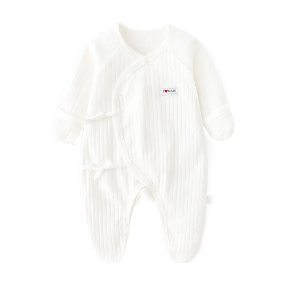 Long Pants Climb Lace Up Baby Romper Casual Outfit Cotton Foot-Cover Frogsuit Infant Romper Anti-scratching Baby Bodysuit Toddle