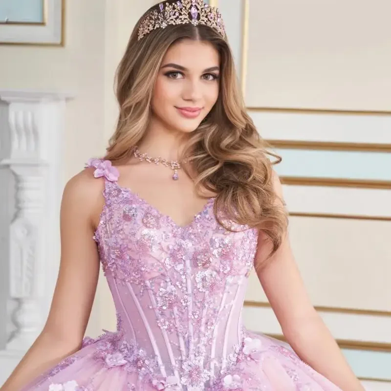 فستان Quinceanera مزين بالزهور الزرقاء اللامعة حسب الطلب مزين بالخرز مشد حلو 16 فيستدو دي 15 أنوس