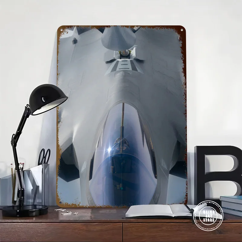 F-35 Fighter Jet Cockpit Metal Poster Customized Wall Art Retro Vintage Metal Signs for Man Cave Room Decorating Interior House