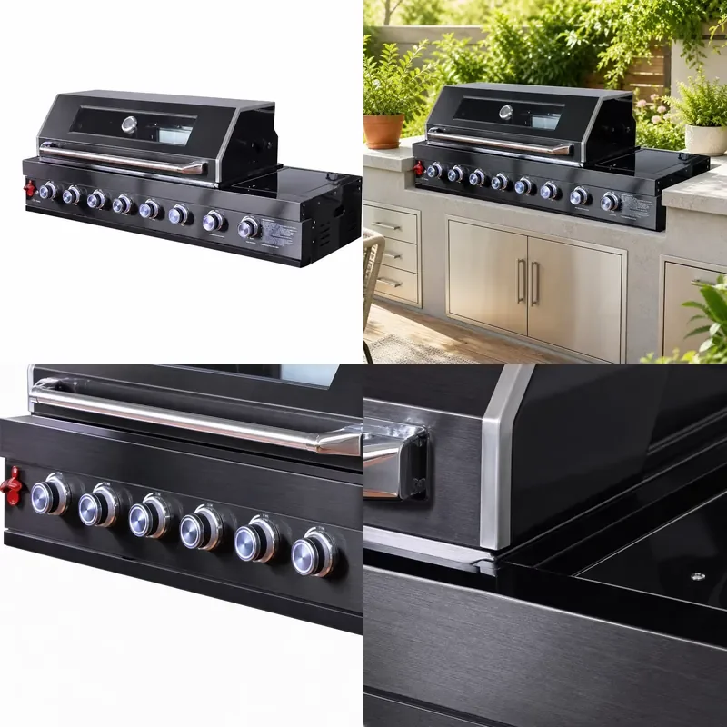 Modern Outdoor Party Kitchen 8 Burners Stainless Steel 304 Built-in BBQ Grill with Electronic Ignition for Garden