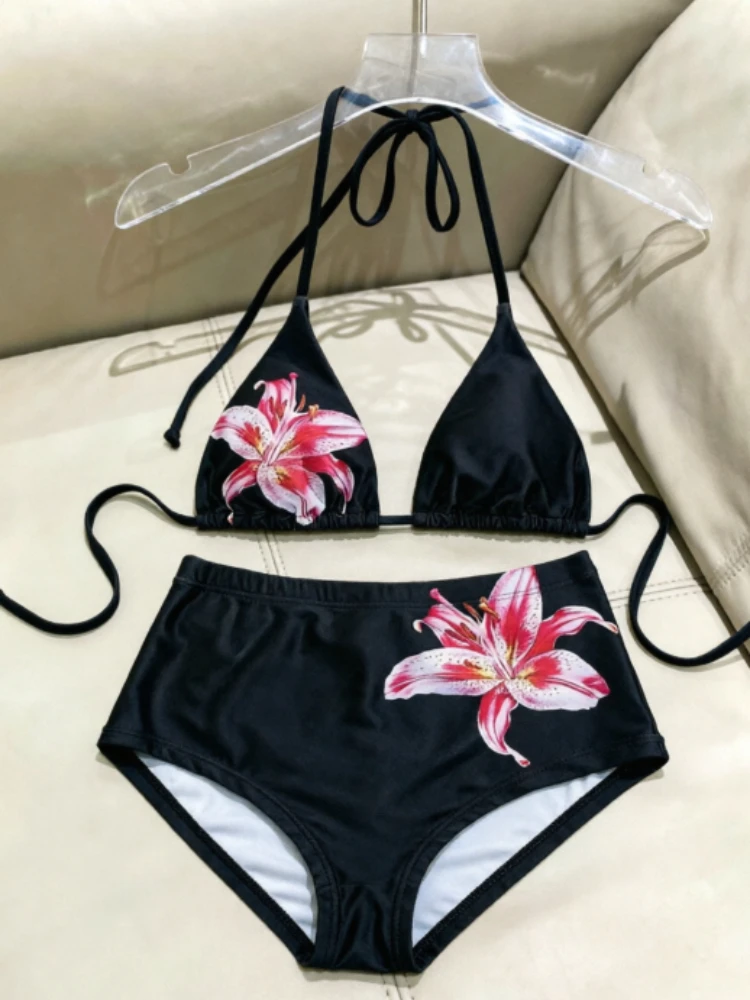 Harajuku Lolita Y2K Women Sexy Printed Ruffle Two Piece Swimsuit Crop Top Shorts Outfit Stylish Summer Clothing For Beach Trip