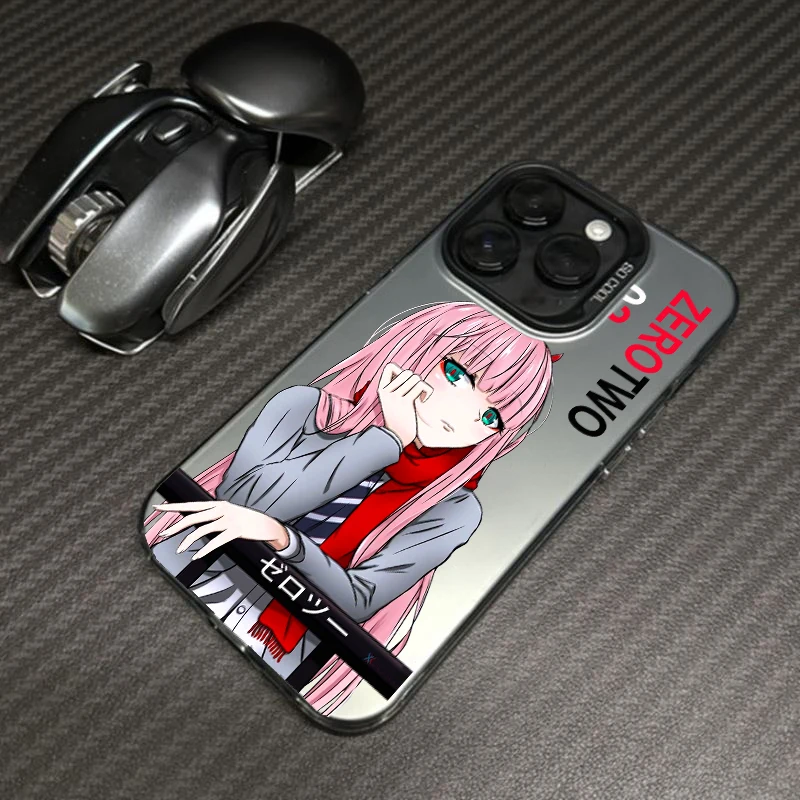 Japan Anime Cute 02  Zero Two Silver Phone Case For iPhone 15 14 13 12 11 14 Pro Max luxury DARLING in the FRANXX Coque