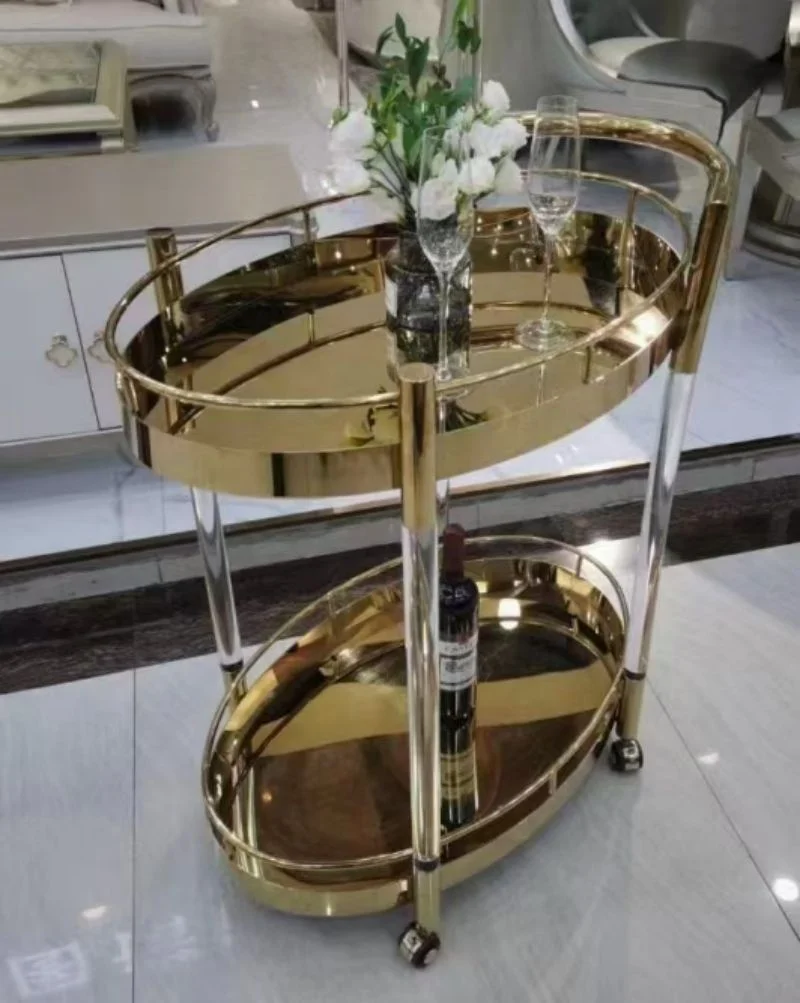 Catering Trolley Hotel Furniture Wine Cellar Gold Tableware Stainless Steel Hot Selling High Quality Metal Carton