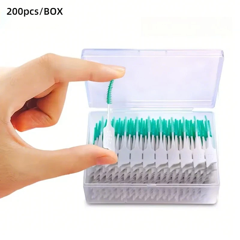 200Pcs/box Interdental Brush Soft Rubber Teeth Cleaning Tools Dental Cleaning Between Teeth Toothbrush Oral Hygiene Care Tools-
