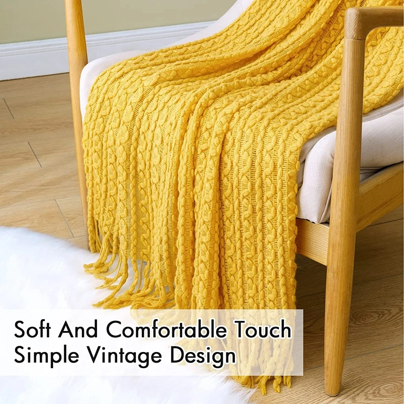 White Khaki Throw Blankets with Tassels for Couch Lightweight Decorative Blanket Throw Boho Warm Gift Knit Blanket for Women