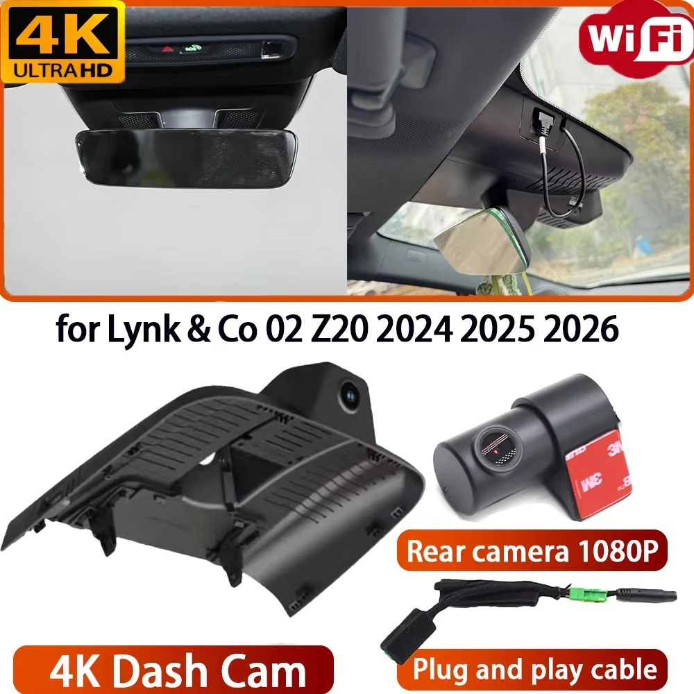 for Lynk & Co 02 Z20 2024 2025 2026 Video Recorder 4K Lens DVR Dash Cam Wifi OEM Camera 170° Wide Angle Loop Recording