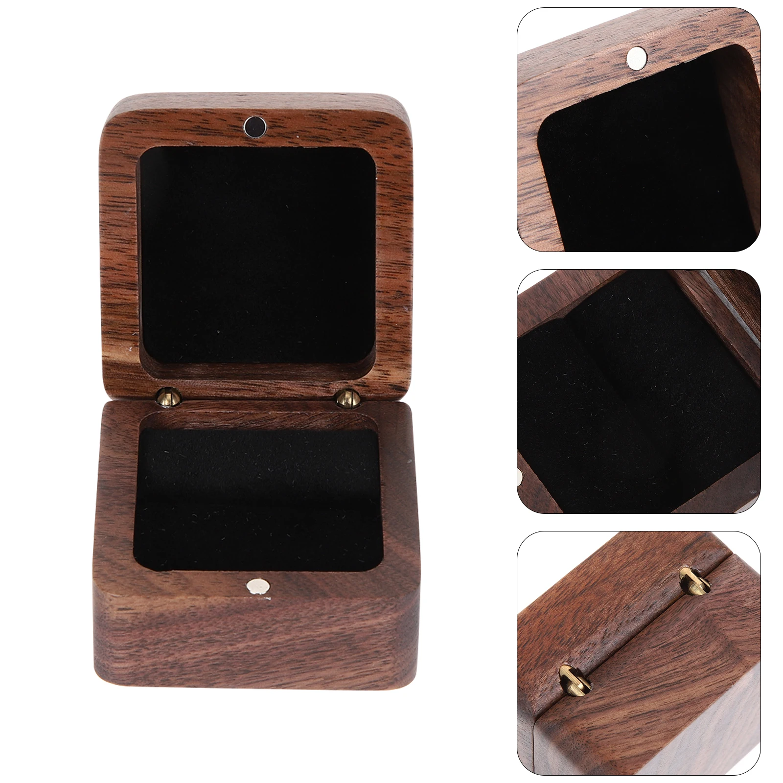 

Wooden Jewelry Box Wedding Ring Boxes Ceremony Gift ganizer Bearer Elegant Holder Rings Couple Diamond Stud Earrings Travel