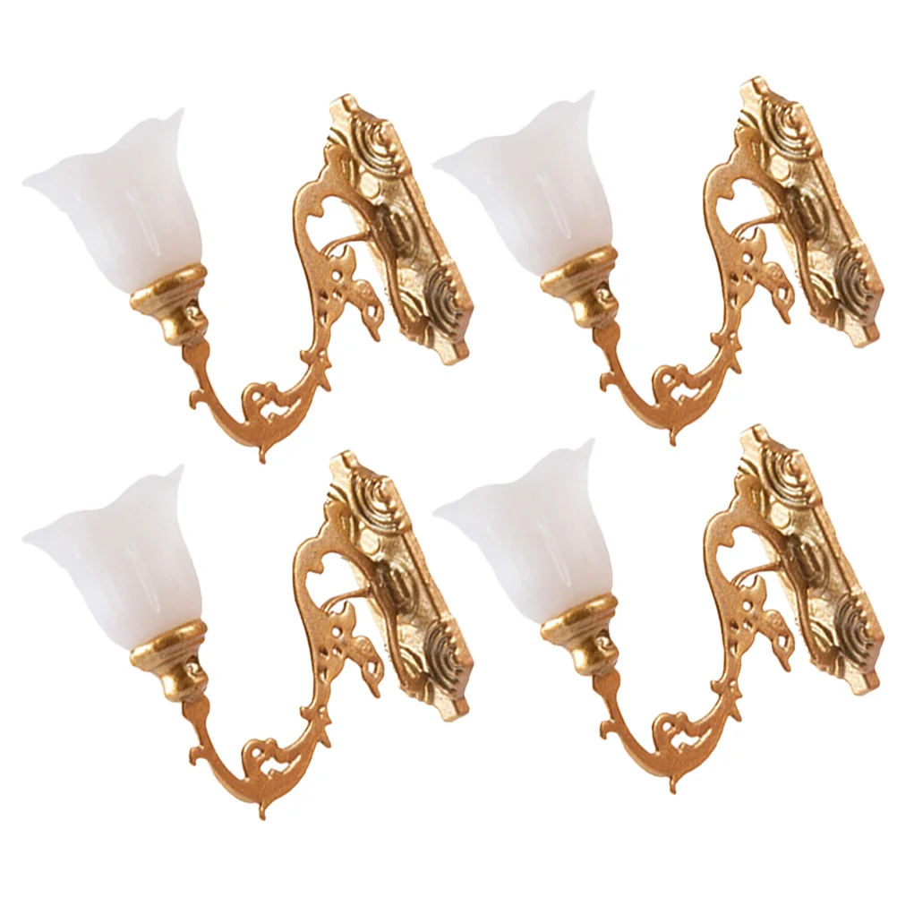 House Mini Wall Light Moss Decorative Lamp Small Miniature Scene Accessories Golden Abs Micro Landscaping