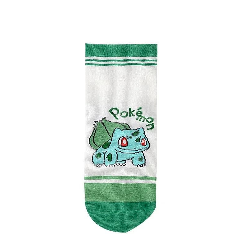 5 Pairs Pokemon Meowth Pikachu Squirtle Anime Figure Cotton Children Breathable Cartoon Spring Summer Jacquard Socks Gifts