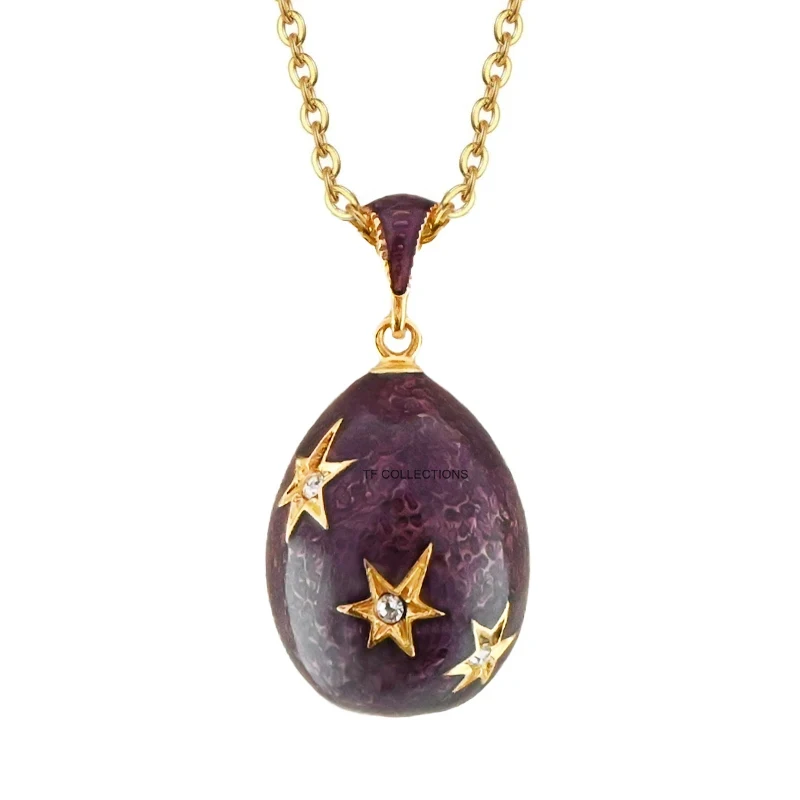 YAFFIL Enamel Star Necklace Women's Holiday Gift 2024 New Treasure Egg Pendant Charm Crystal Rhinestone Necklace