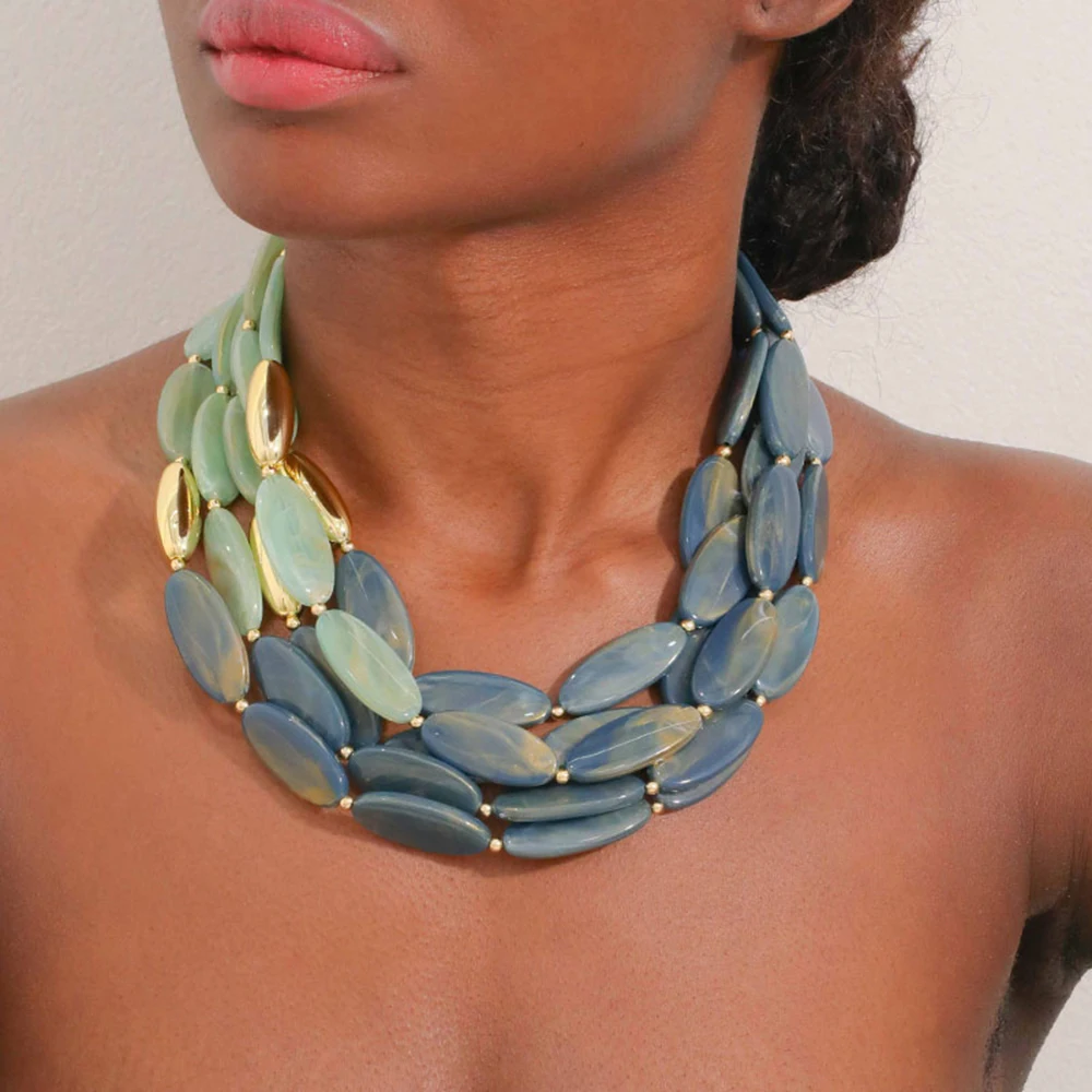

Statement Exaggerated Acrylic Beads Necklace for Women Girl Wedding Party Jewelry