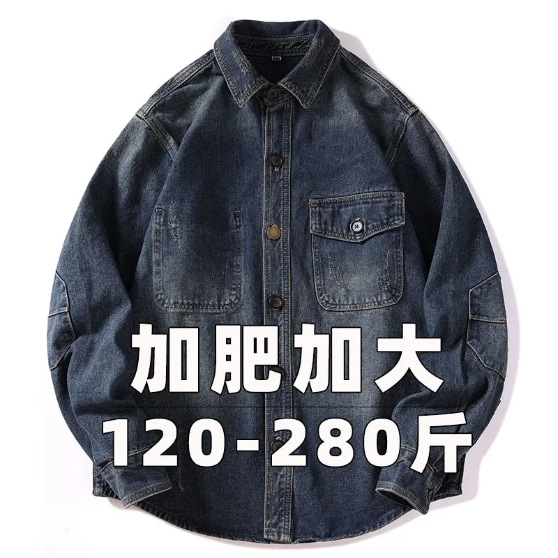 

Loose Men's Denim irt Jaet Oversize Version Retro American Sle Spring Autumn Casual V-ne Long Sve Casual irt