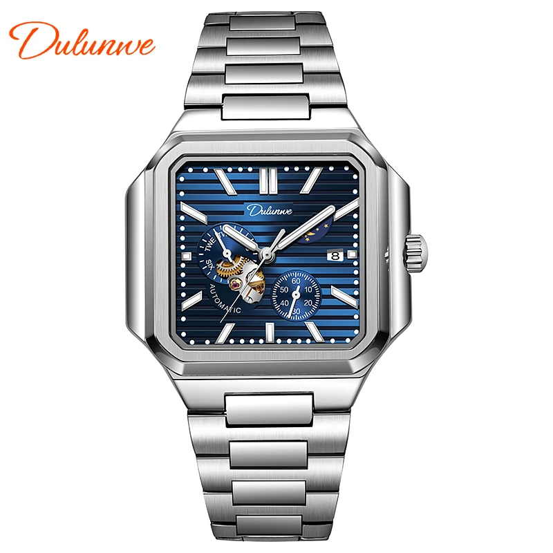 2025 New Top Mens Automatic Watches Square Dial Men Menchanical Wristwatches Wateproof Fashion Watches for men DULUNWE Brand