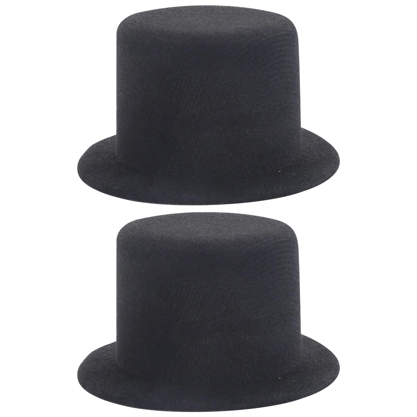 

2 Pcs 9cm Mini Top Hats for Dolls Handmade Hat Embryo Black Faux Fur Tiny Kawaii Accessories Craft Supplies