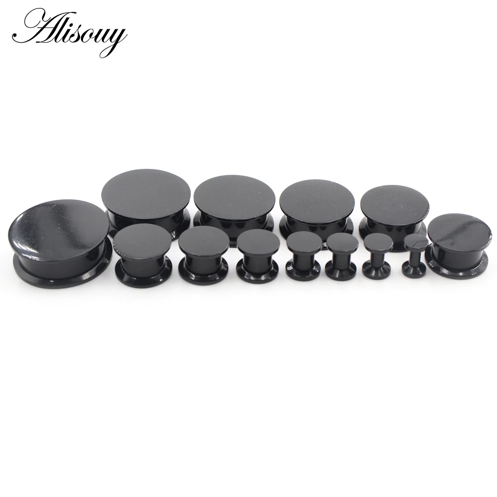 Alisouy 2 Stück 3-24mm Schwarze Acryl Ohrdehner mit Innengewinde, Doppelt Ausgestellte Tunnel-Plugs, Expander, Stretcher, Piercing-Körperschmuck – Detail 6