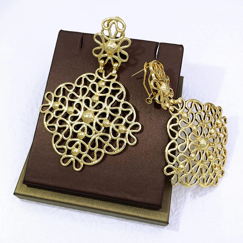Gold Color Women Earrings Large Size Drop Earrings 18K Gold Plated Fashion Jewelry Wedding Party Accessories Gift 2023 Trending