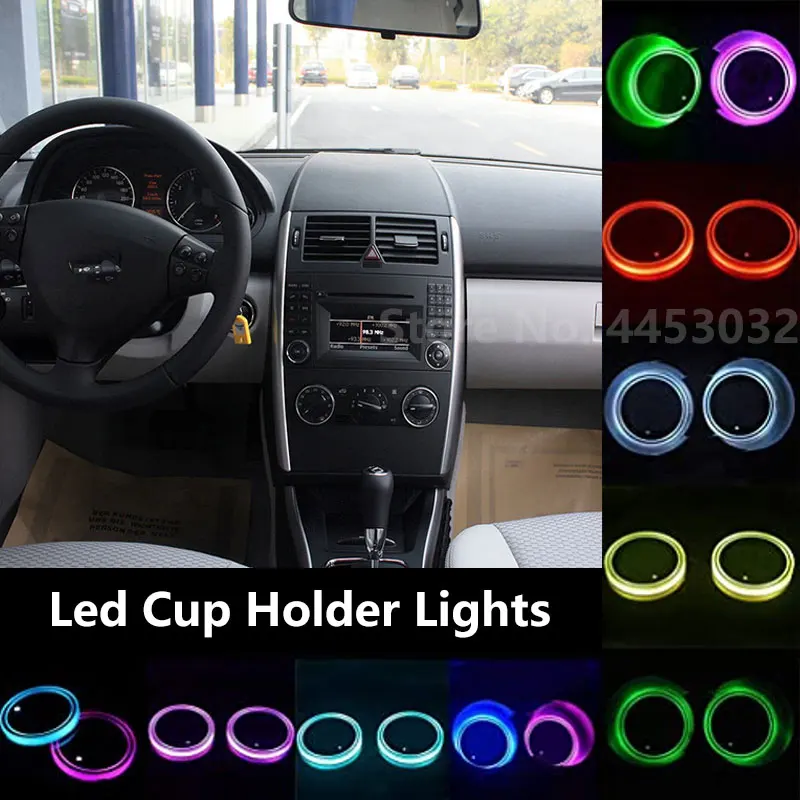 Led Cup Holder Lights For Mercedes Benz A200 A180 B180 CLA GLA A B C E S Class CLS GLK CLK Decorative Lamps 7 Colors Mat Coaster