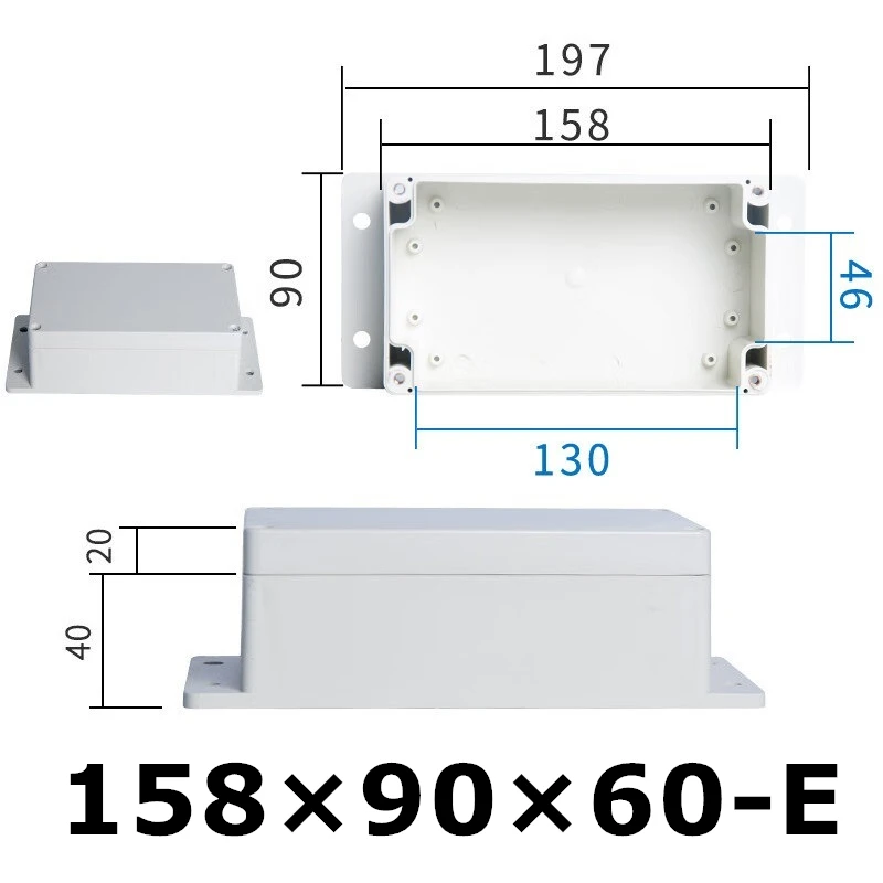 158*90*60mm F Series Electrical Juction Box With Fixed Ear Installation Customized Holes Pre-mouted TB1512 Watarproof Joints