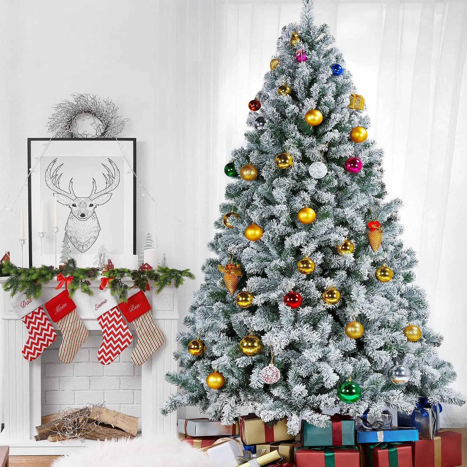 7.5ft Premium Snow Flocked Hinged Artificial Christmas Tree