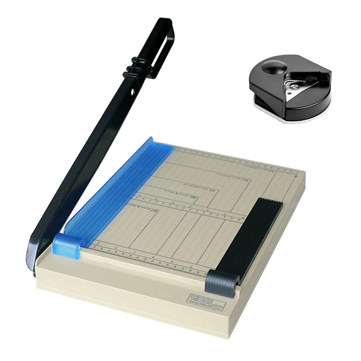 1pc A4 Paper Cutter with 1pc Corner Rounder — 12-Inch Titanium-Blade Guillotine Trimmer, Heavy-Duty 12-Sheet Capacity