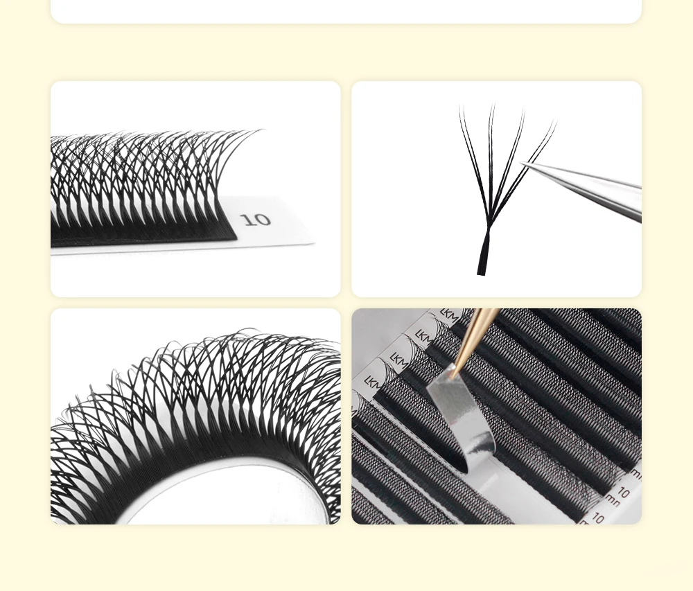 LUKATME Doppelte 4D W-Form Wimpernverlängerungen, vorgefertigte Fächer, W-8D Wimpernbüschel, D-Curl, Easy Fan, Mega-Volumen-Wimpern 7-14mm für den Salon – Detail 3