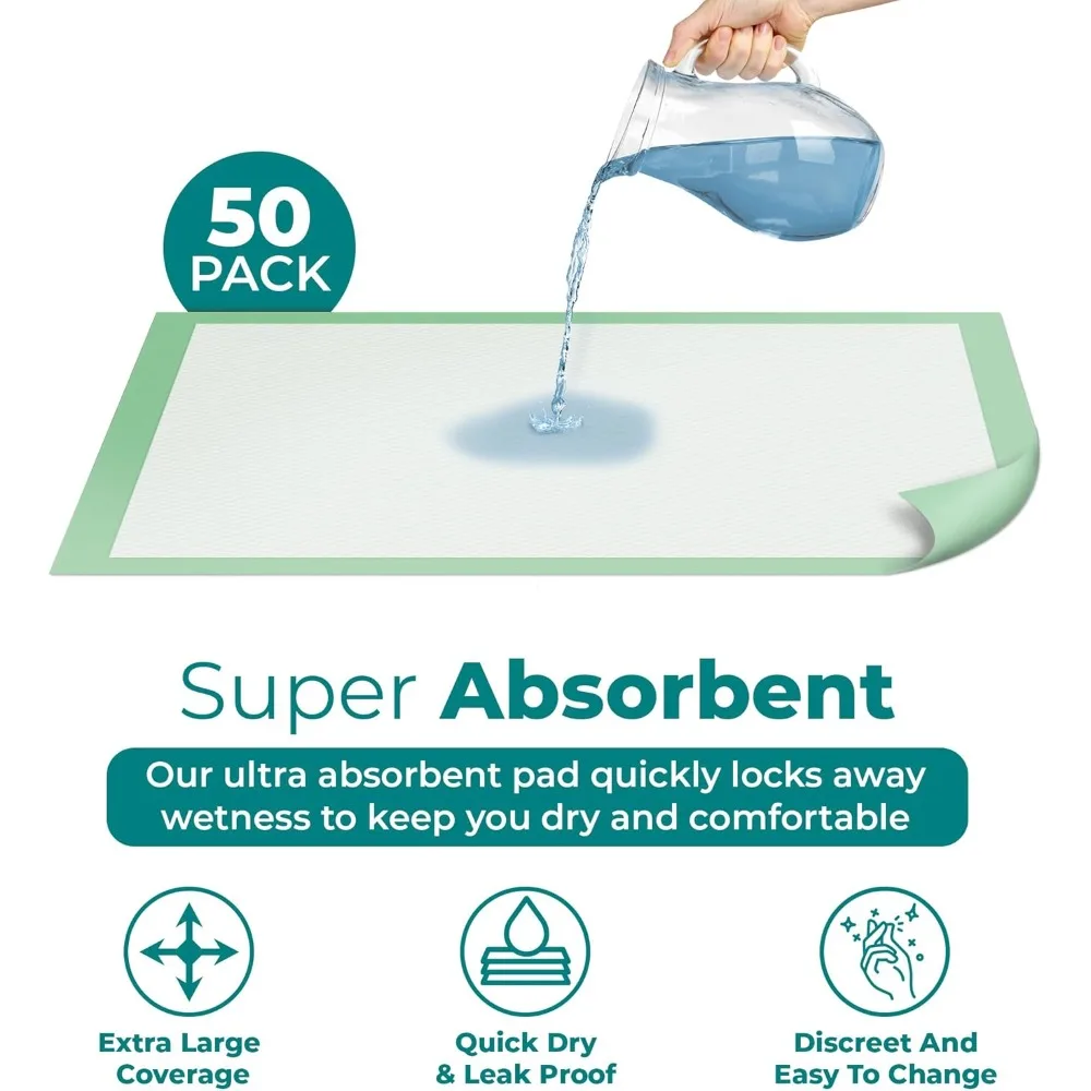 Mandrini assorbenti monouso per adulti 36 x 36, 50 pezzi - Cuscinetti letto extra large monouso per adulti, assorbenti per incontinenza super assorbenti