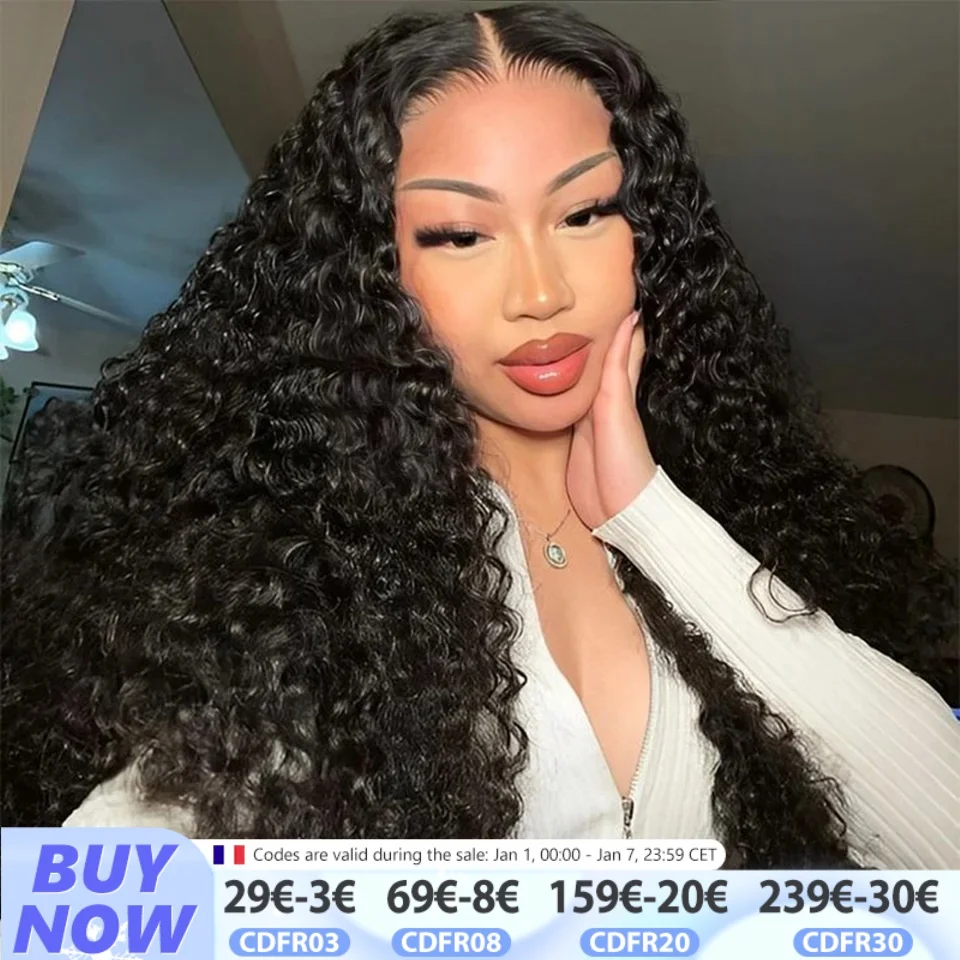 5x5 Glueless Deep Wave Ready to Wear Lace Closure Wigs Human Hair Pre Plucked 6x4 Curly Brazilian Transparent Lace Frontal Wigs