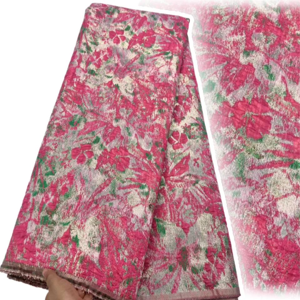 

Новейшая кружевная ткань, дамасская парчовая ткань для нигерийских женщин, 5 ярдов, жаккардовая кружевная ткань для шитья семейных платьев для выпускного вечера S1578