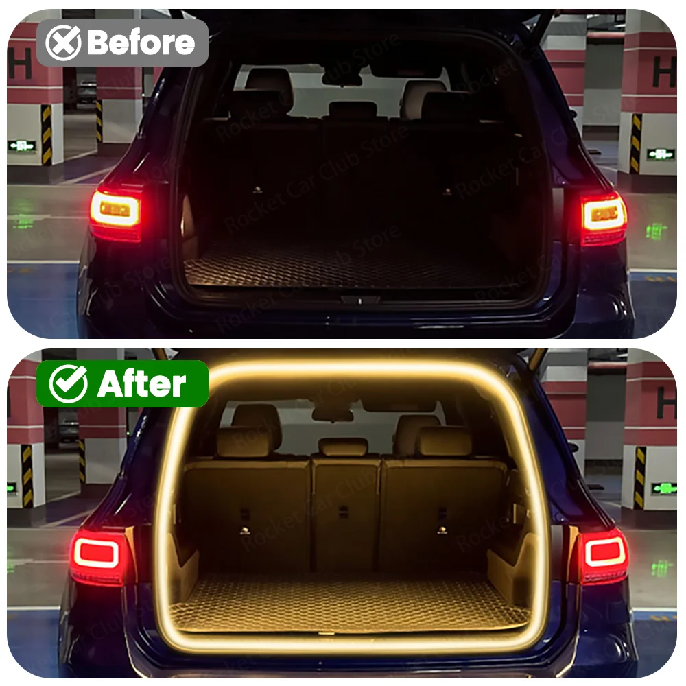 For Mercedes-Benz Trunk Flowing Light Whie Yellwo Tail Box Brightening Light Auto Interior LED Atmosphere Light 4.05 Meters Car