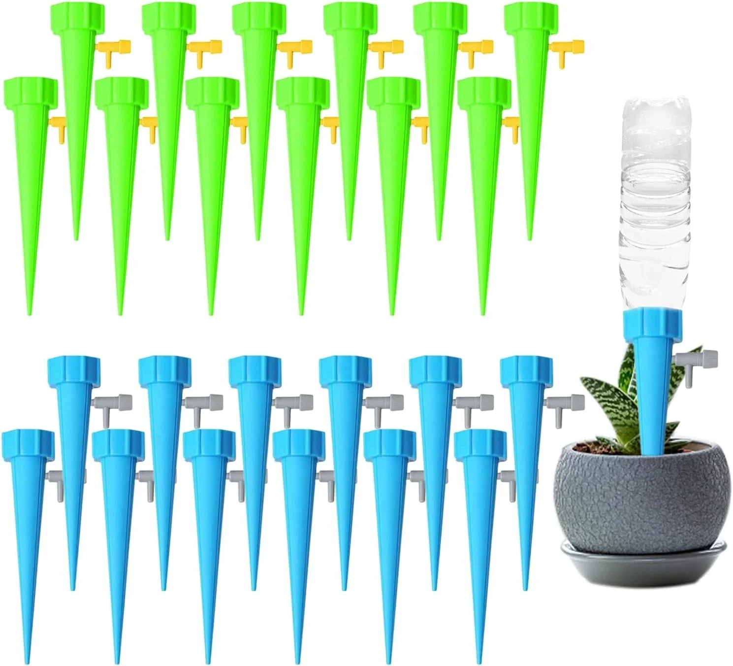 

Self Watering Spikes for Indoor/Outdoor Plants,Self Watering Planter Insert with Adjustable Drip Valve