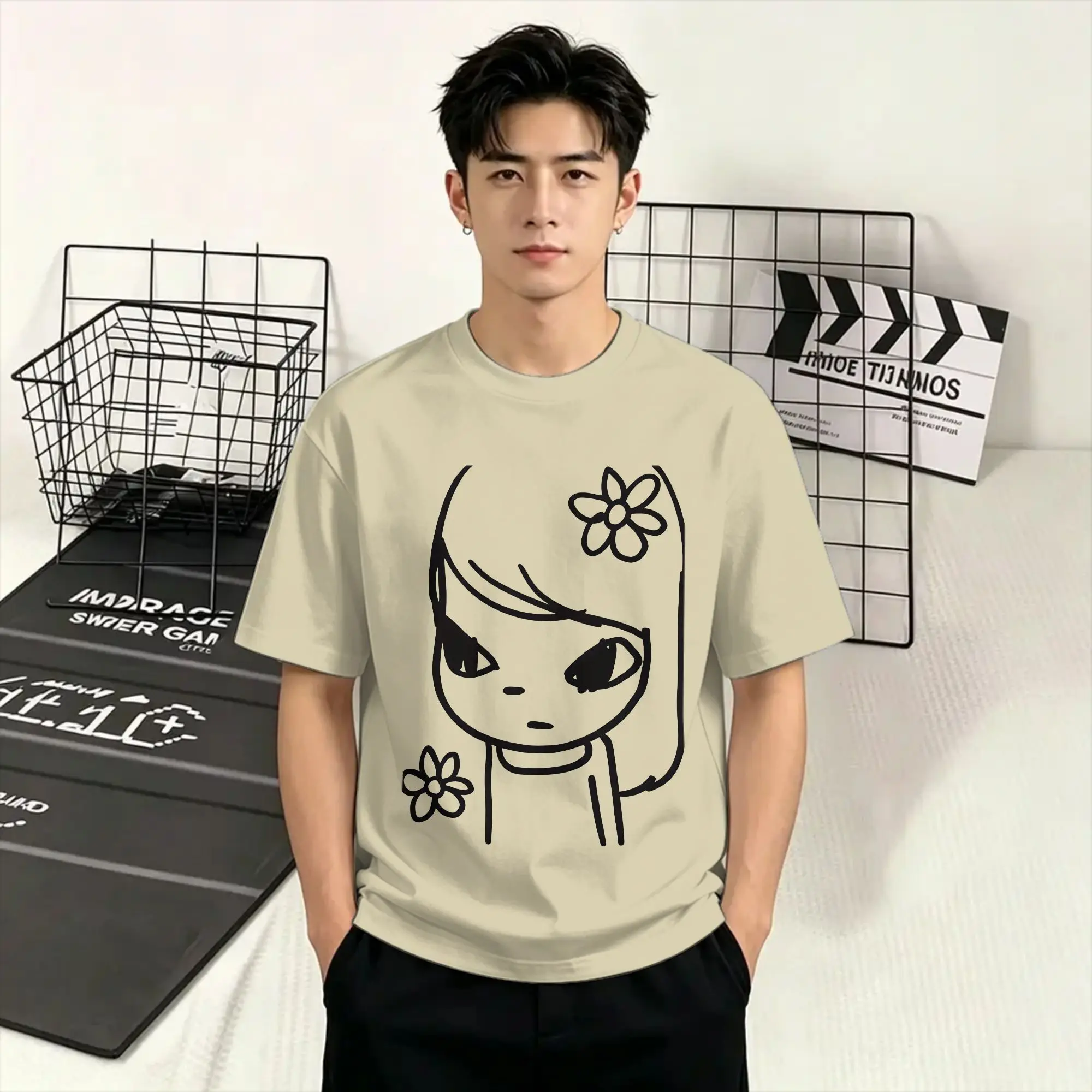 Yoshitomo Nara T-Shirt Summer  Harajuku T-Shirts Men Cotton Breathable Oversize Top Tees Short Sleeve Aesthetic Tshirt