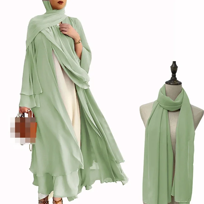 Ramadan Hijab Dress for Women Islam Femme Modest Dresses Eid Muslim Suit Open Dubai Abaya Kimono Turkey Kaftan Robe