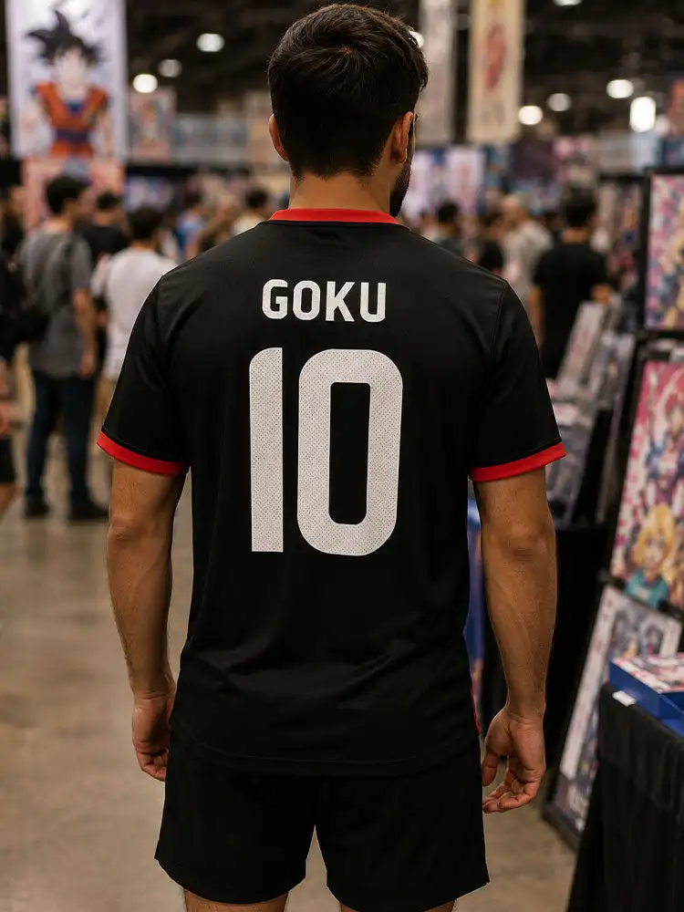 Dragon Ball Saiyan Goku 10, 3D-Druck, Fußballtrikot für Herren, atmungsaktives, schnelltrocknendes T-Shirt mit kurzen Ärmeln, passende Familienkleidung. – Detail 4