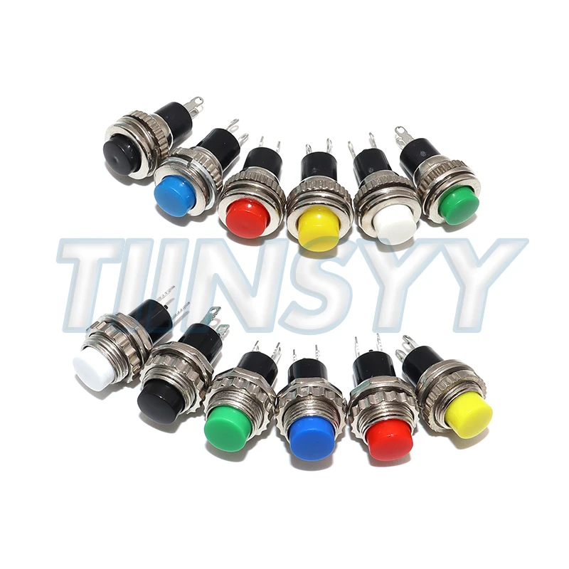 6PCS Panel Mount 10mm Momentary OFF-(ON) Push Button Switch Upper Screw Thread