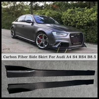 For Audi A4 S4 RS4 B8.5 2012 2013 2014 2015 2016 Real Carbon Fiber Body Side Skirt Kit Lip Trim Cover Spoiler Auto Splitter