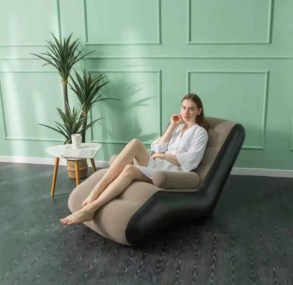 Inflatable Lazy Sofa Outdoor Flocking Chair Portable Lunch Break Bed S-shaped Recliner Furniture Couch